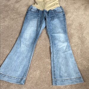 Indigo Blue Light Wash Flare Maternity Jeans